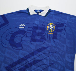1991/93 BRAZIL Vintage Umbro Away Football Shirt (L)