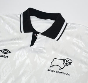 1991/93 DERBY COUNTY Vintage Umbro Home Football Shirt Jersey (L)