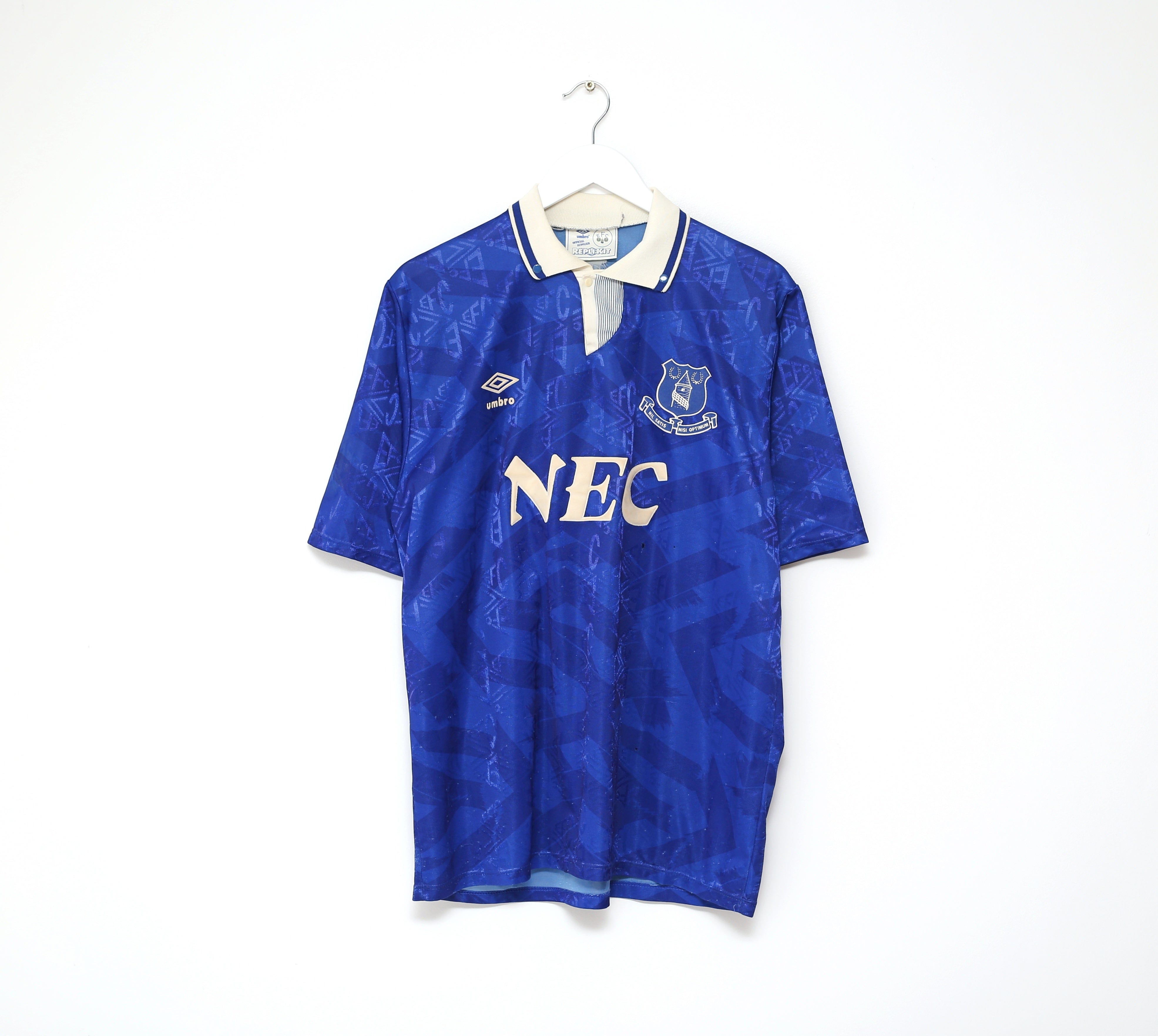 1991/93 EVERTON Vintage Umbro Home Football Shirt Jersey (L