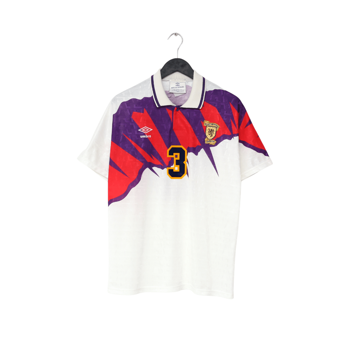 1991/93 McSTAY #3 Scotland Vintage Umbro Euro 92 Away Football Shirt (L) Celtic