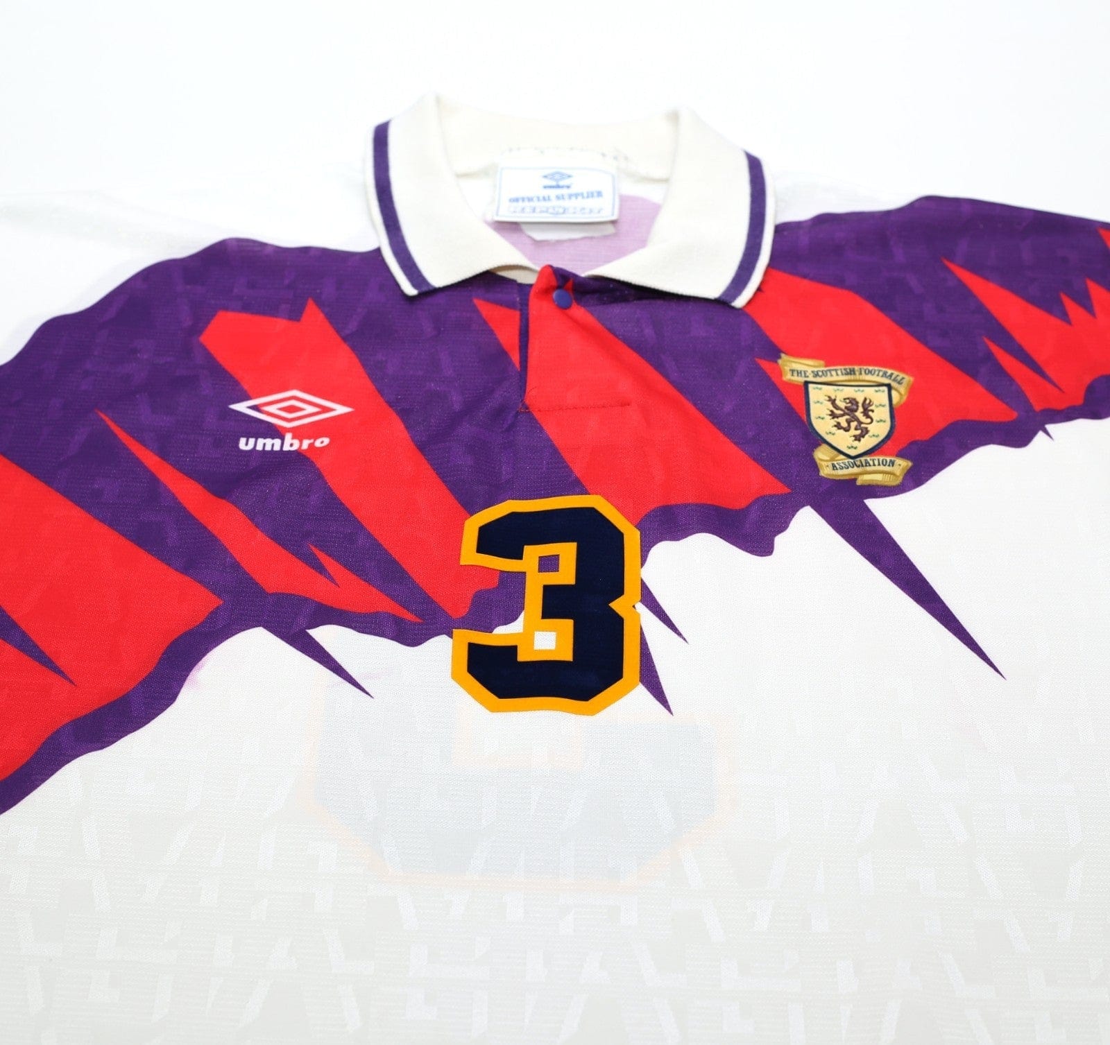 1991/93 McSTAY #3 Scotland Vintage Umbro Euro 92 Away Football Shirt (L) Celtic
