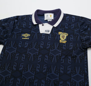 1991/93 SCOTLAND Euro 92 Umbro Home Football Shirt (S)