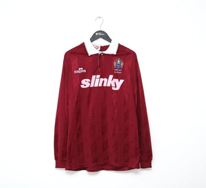 1991 BURNLEY FC / MILLTOWN BROTHERS Vintage Ellgreen Football Shirt (L) Slinky