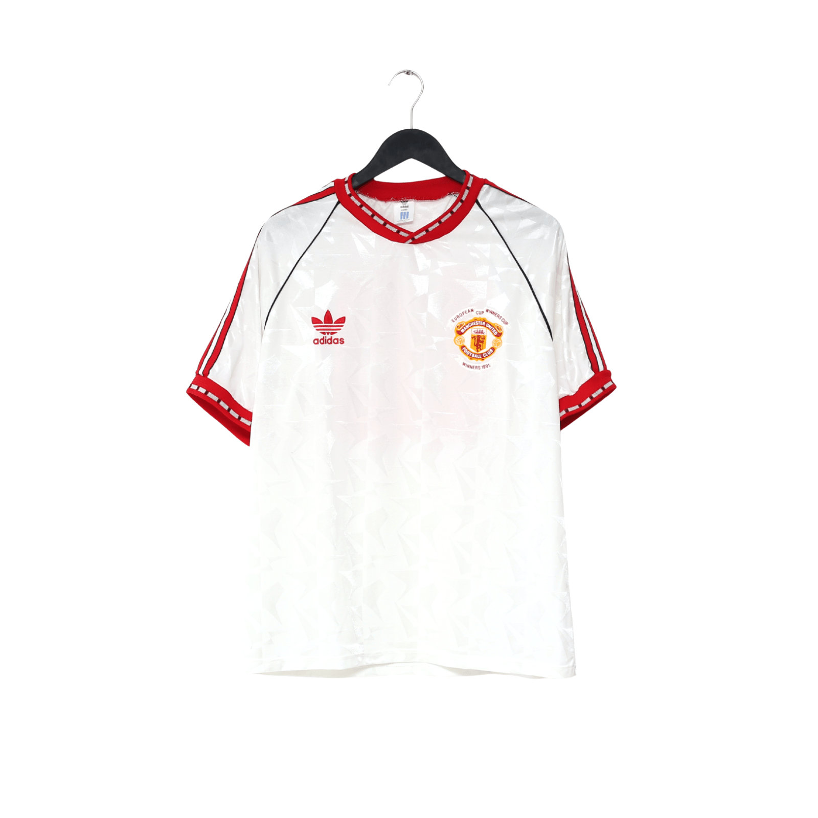 1991 HUGHES #10 Manchester United adidas Cup Winners Cup Football Shirt (M)