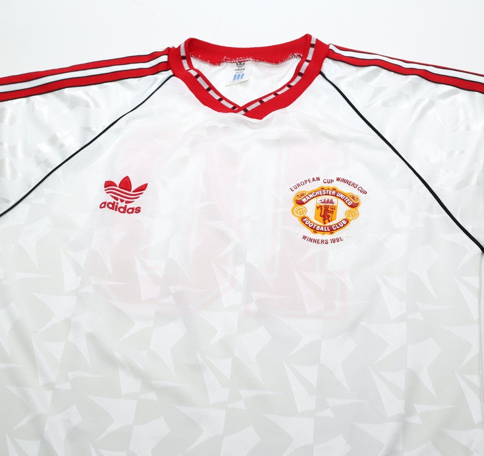 1991 HUGHES #10 Manchester United adidas Cup Winners Cup Football Shirt (M)
