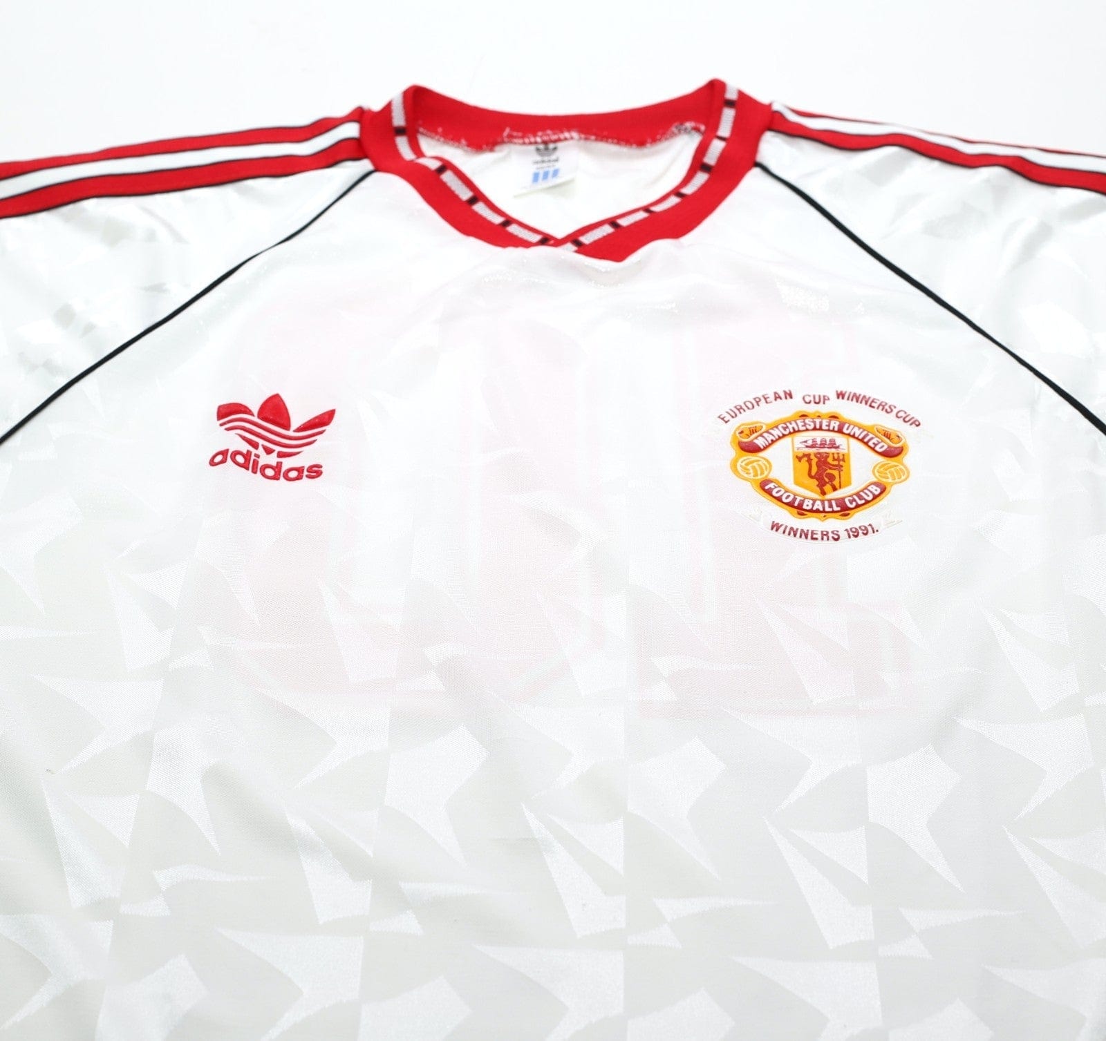 1991 HUGHES #10 Manchester United adidas Cup Winners Cup Football Shirt (M)