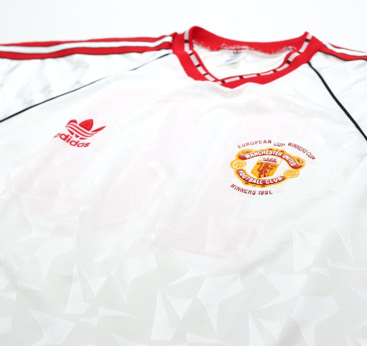 1991 HUGHES #10 Manchester United adidas Cup Winners Cup Football Shirt (M)