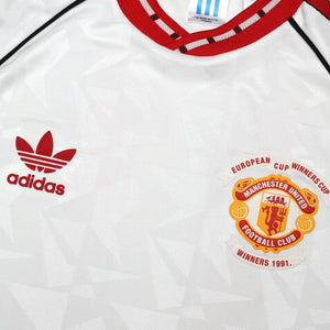 1991 Sharpe #11 Manchester United L/S adidas Cup Winners Cup Football Shirt (S)