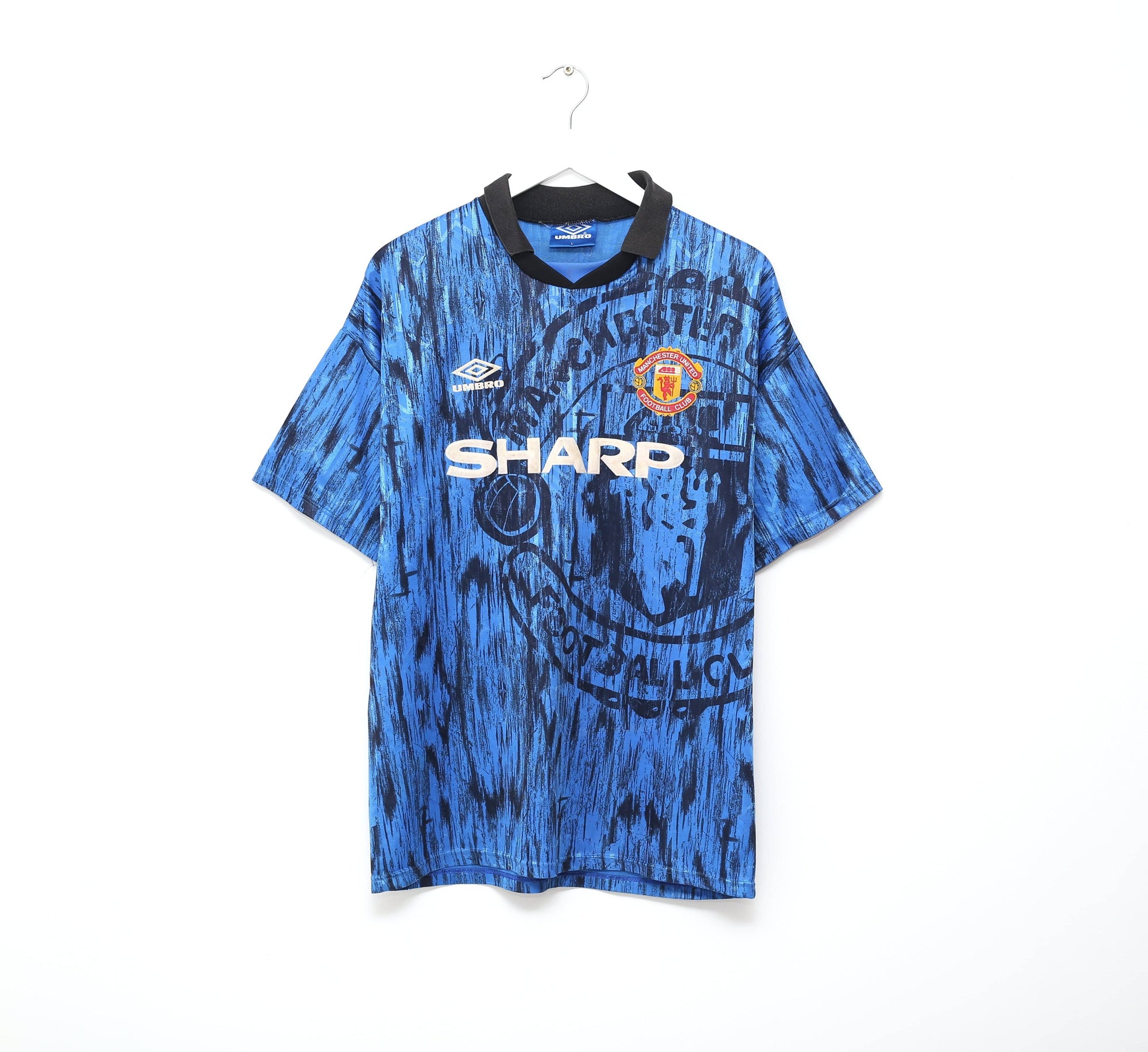1992/93 CANTONA #7 Manchester United Vintage Umbro Away Football Shirt (L)