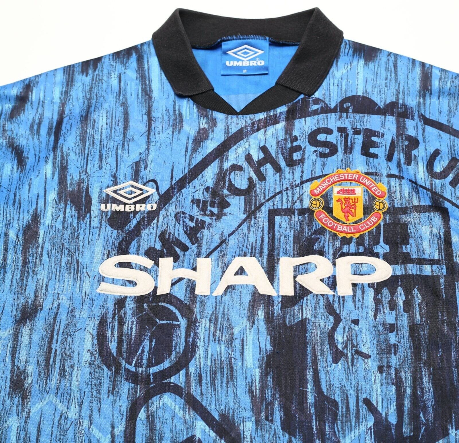 1992/93 CANTONA #7 Manchester United Vintage Umbro Away Football Shirt (M)