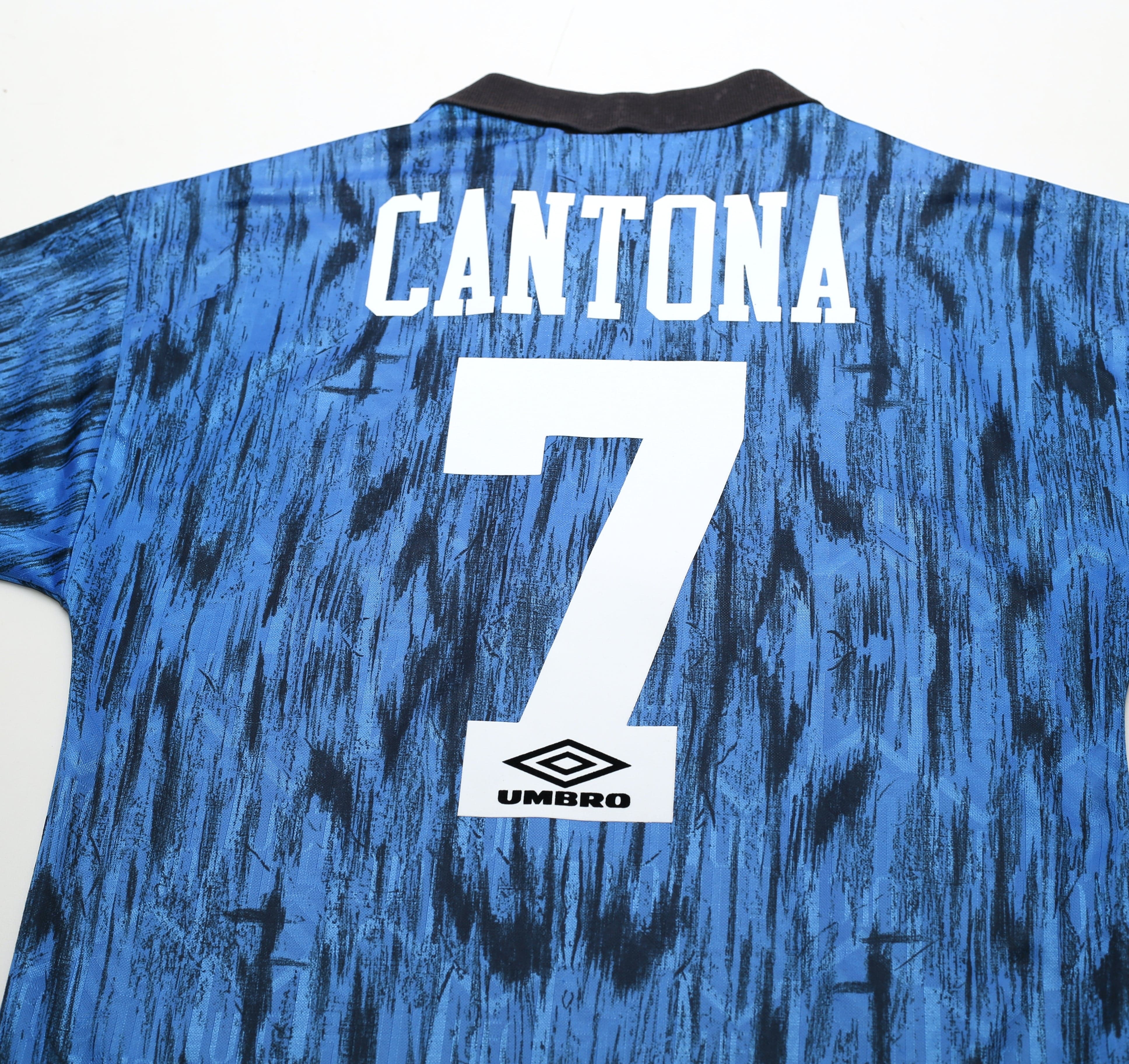 1992/93 CANTONA #7 Manchester United Vintage Umbro Away Football Shirt (S)