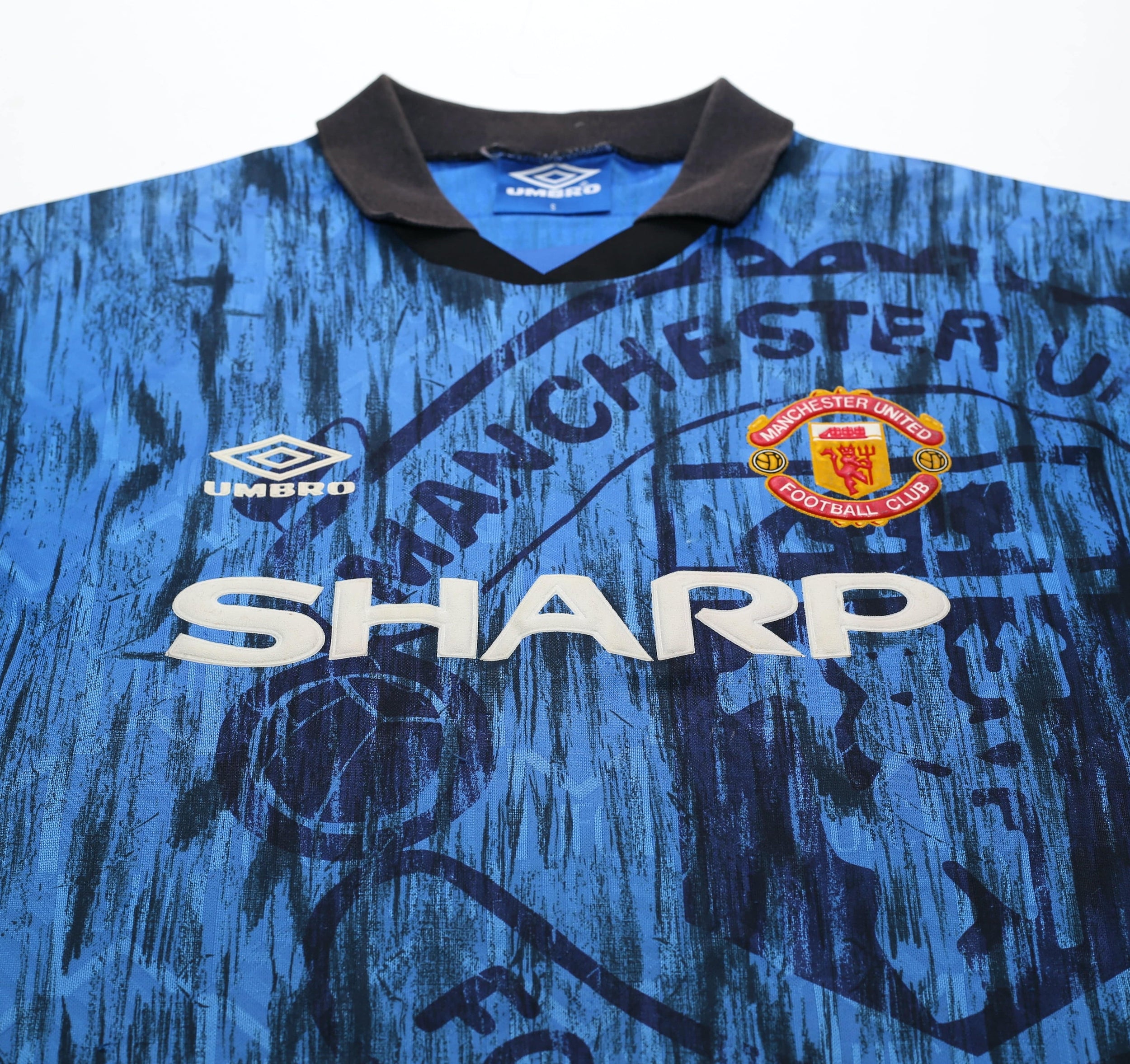 1992/93 CANTONA #7 Manchester United Vintage Umbro Away Football Shirt (S)