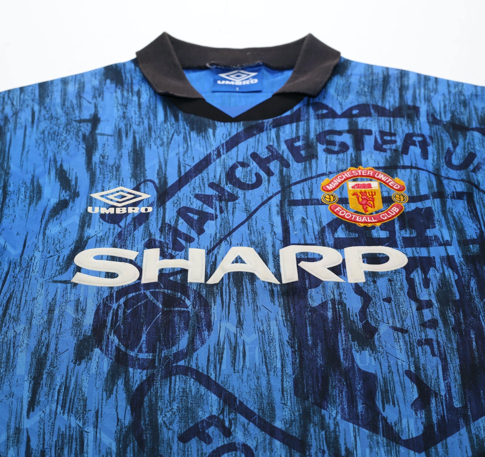 1992/93 CANTONA #7 Manchester United Vintage Umbro Away Football Shirt (S)