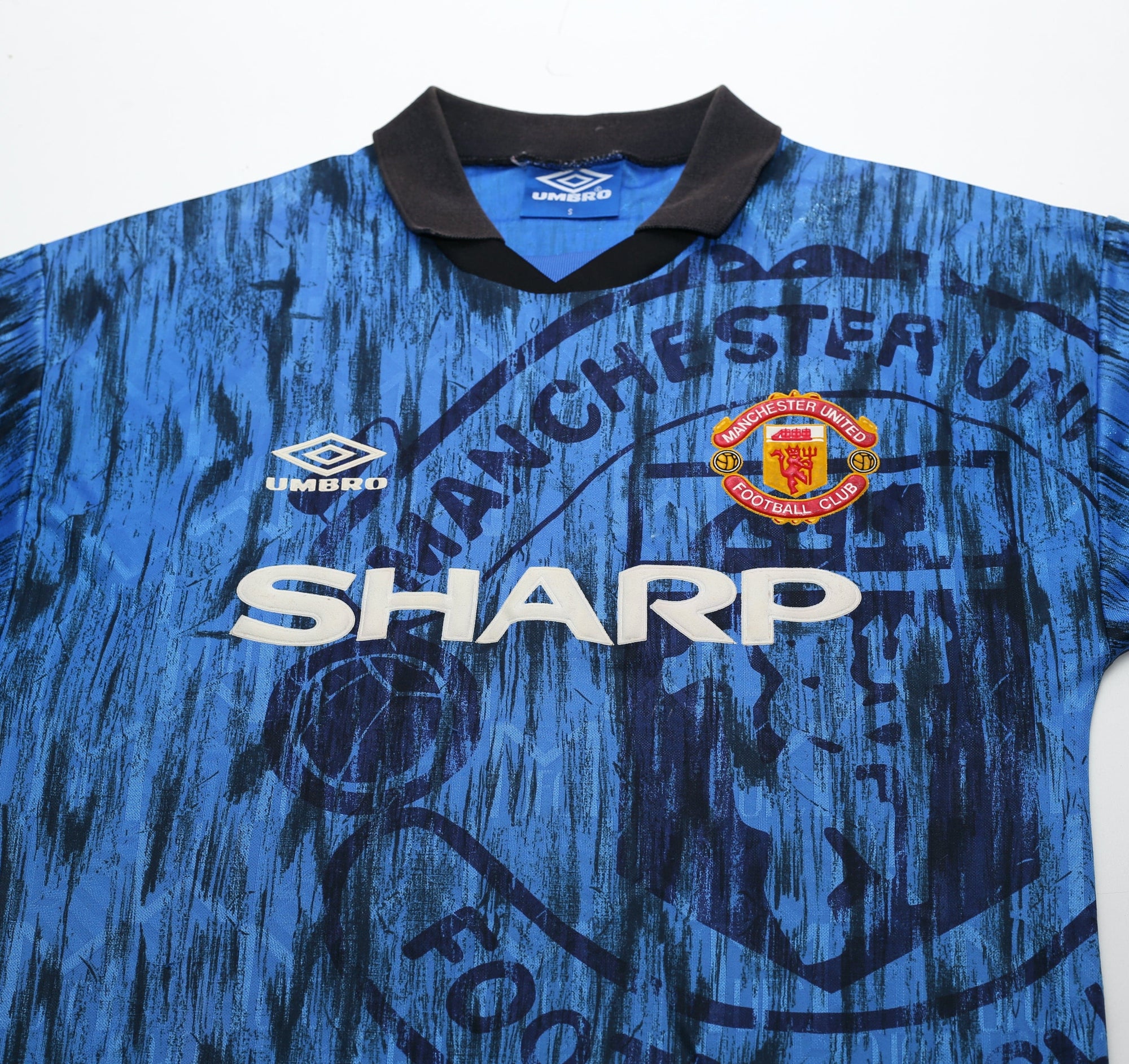 1992/93 CANTONA #7 Manchester United Vintage Umbro Away Football Shirt (S)
