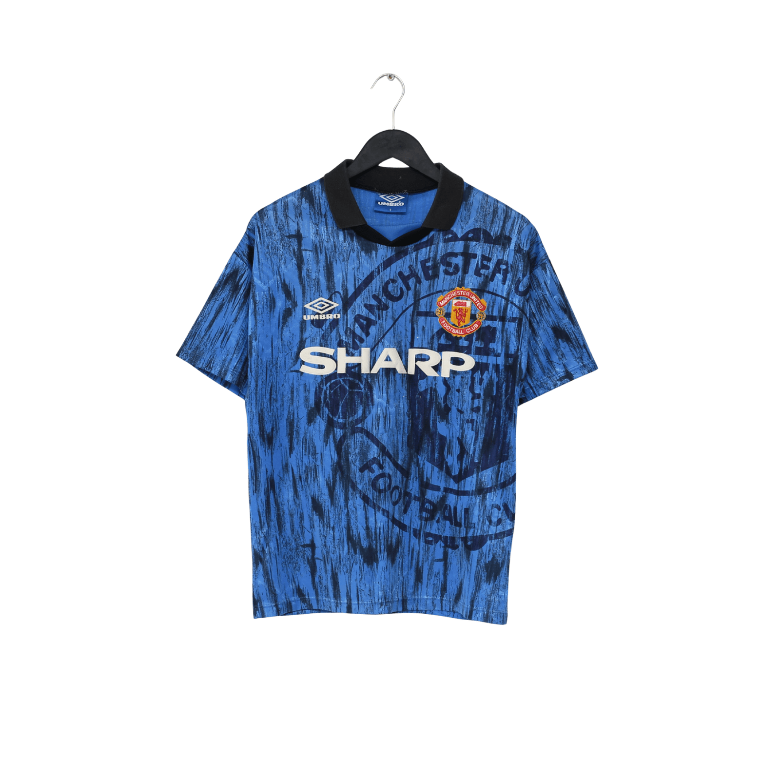 1992/93 CANTONA #7 Manchester United Vintage Umbro Away Football Shirt (S)