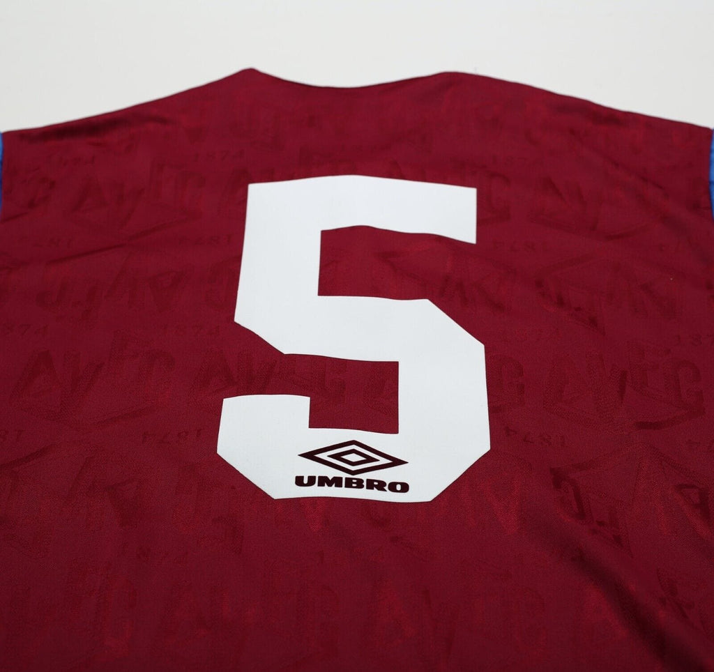 1992/93 McGRATH #5 Aston Villa Vintage Umbro Home Football Shirt (M/L)