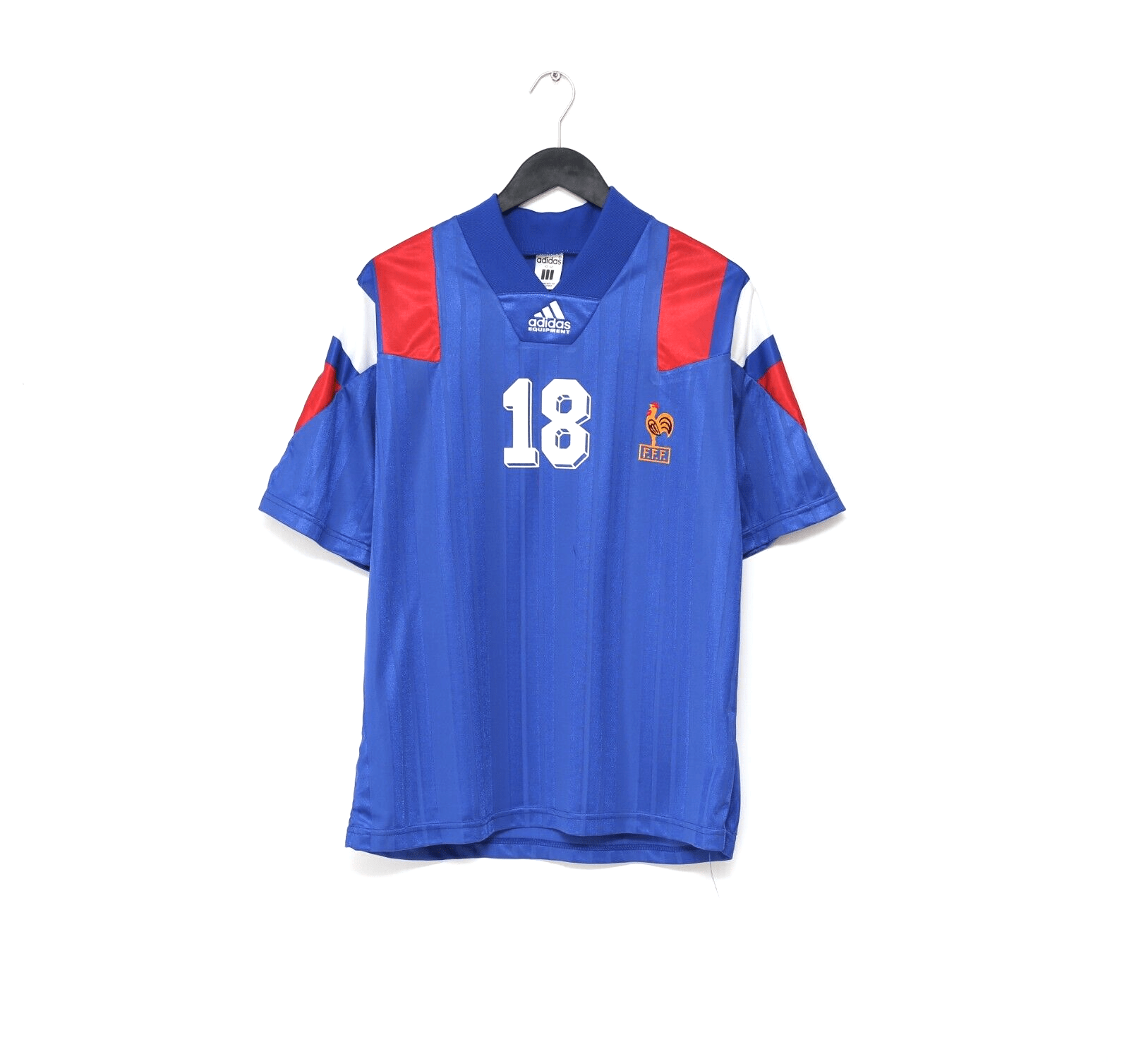 1992/94 CANTONA #18 France Vintage adidas Home Football Shirt (L) 40/42 Euro 92