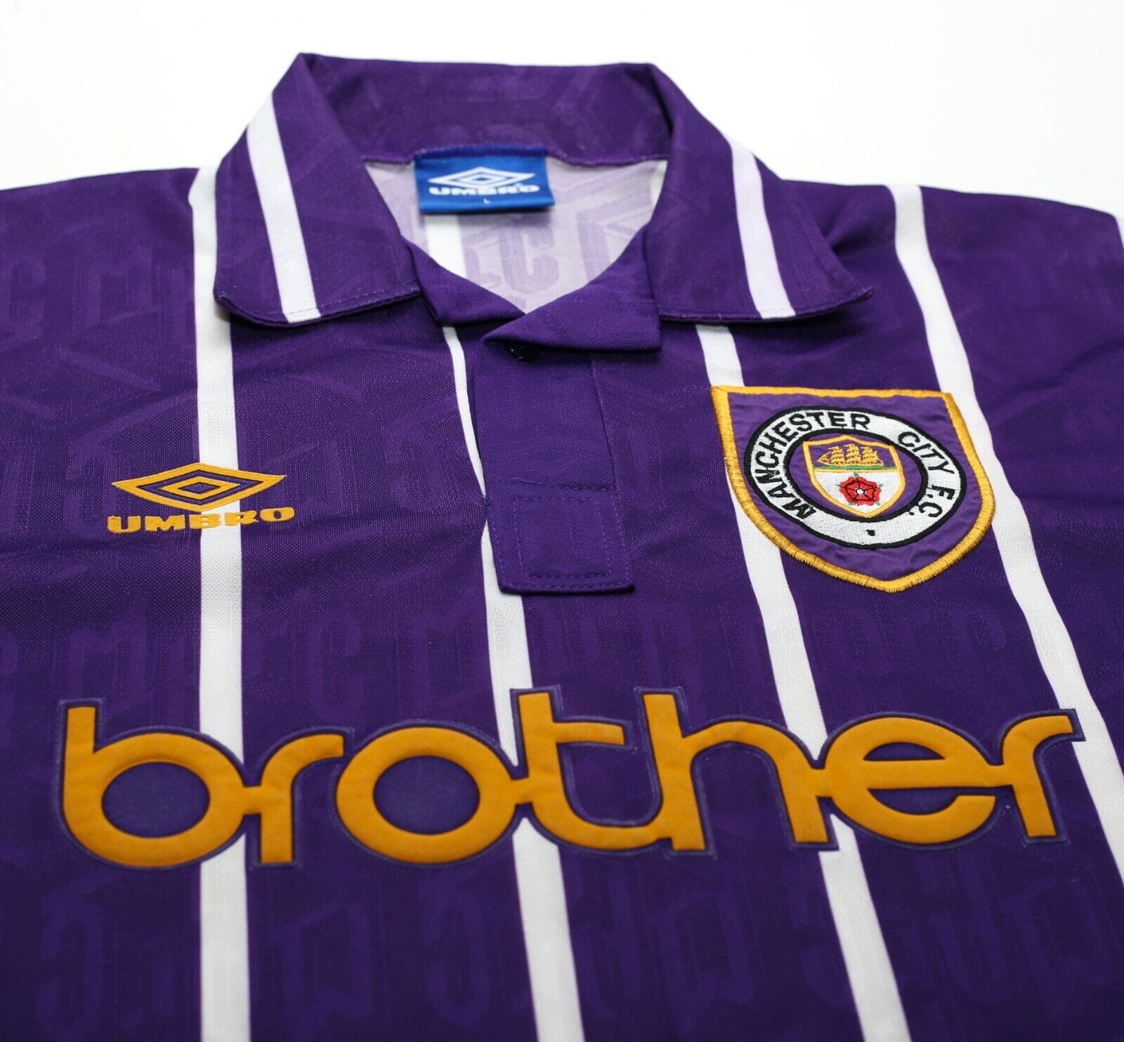 1992/94 MANCHESTER CITY Vintage Umbro Away Football Shirt (L ...