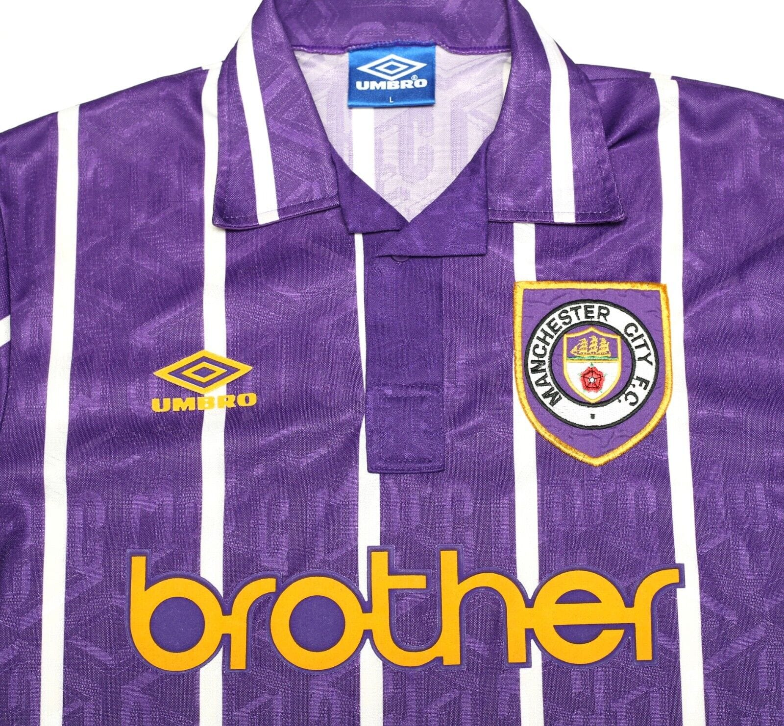 1992/94 MANCHESTER CITY Vintage Umbro Away Football Shirt (L ...