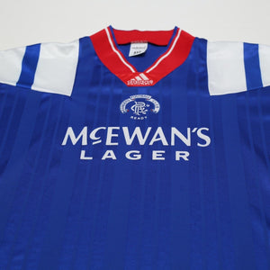 1992/94 McCoist #9 Rangers Vintage adidas Equipment Home Football Shirt (L)