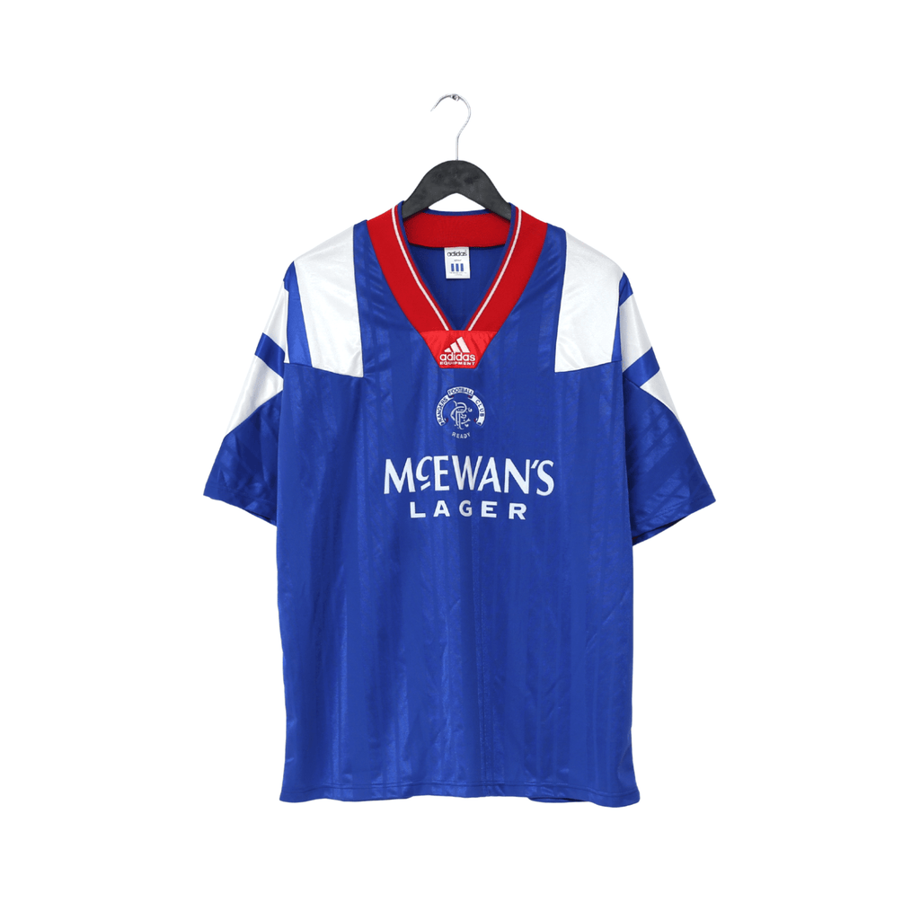 1992/94 McCOIST #9 Rangers Vintage adidas Equipment Home Football Shirt (L/XL)