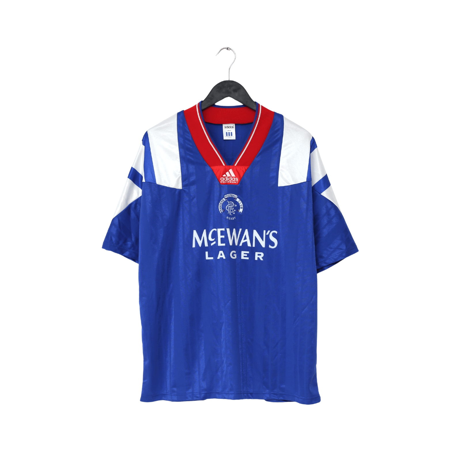 1992/94 McCOIST #9 Rangers Vintage adidas Equipment Home Football Shirt (L/XL)