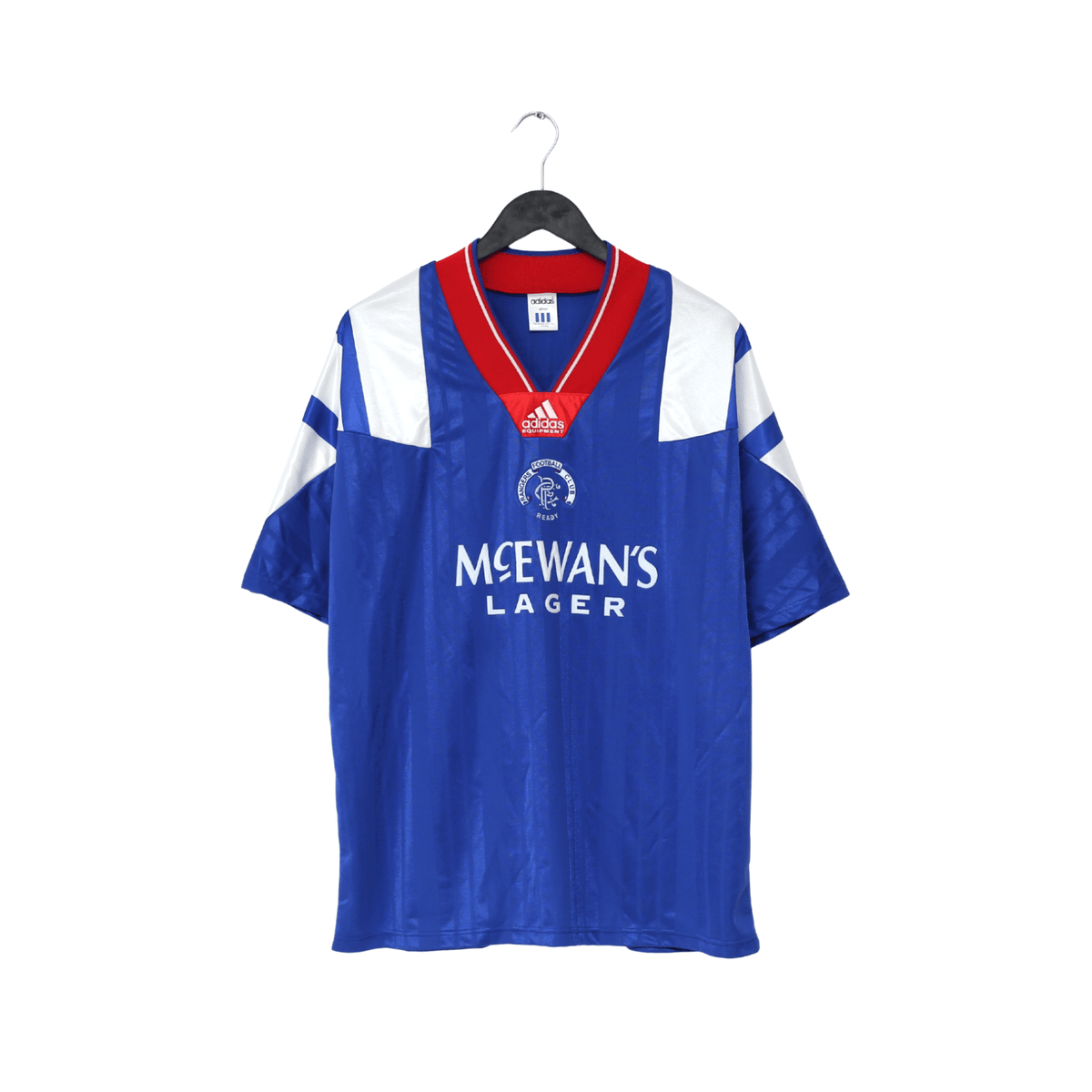 1992/94 McCOIST #9 Rangers Vintage adidas Equipment Home Football Shirt (L/XL)