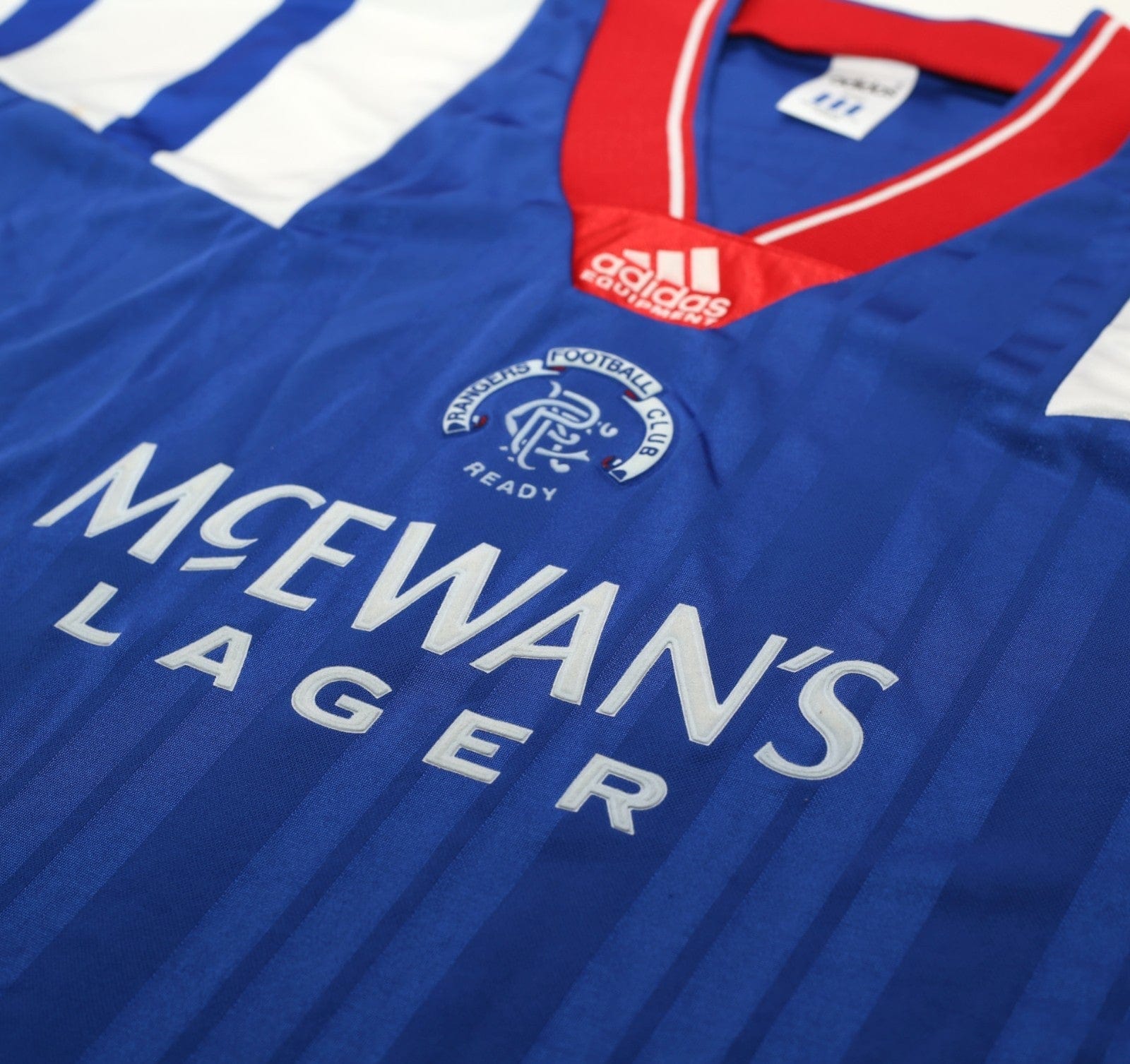 1992/94 McCOIST #9 Rangers Vintage adidas Equipment Home Football Shirt (L/XL)