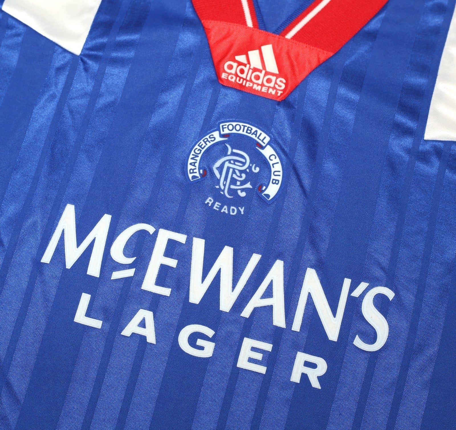 1992/94 McCOIST #9 Rangers Vintage adidas Equipment Home Football Shirt (L/XL)