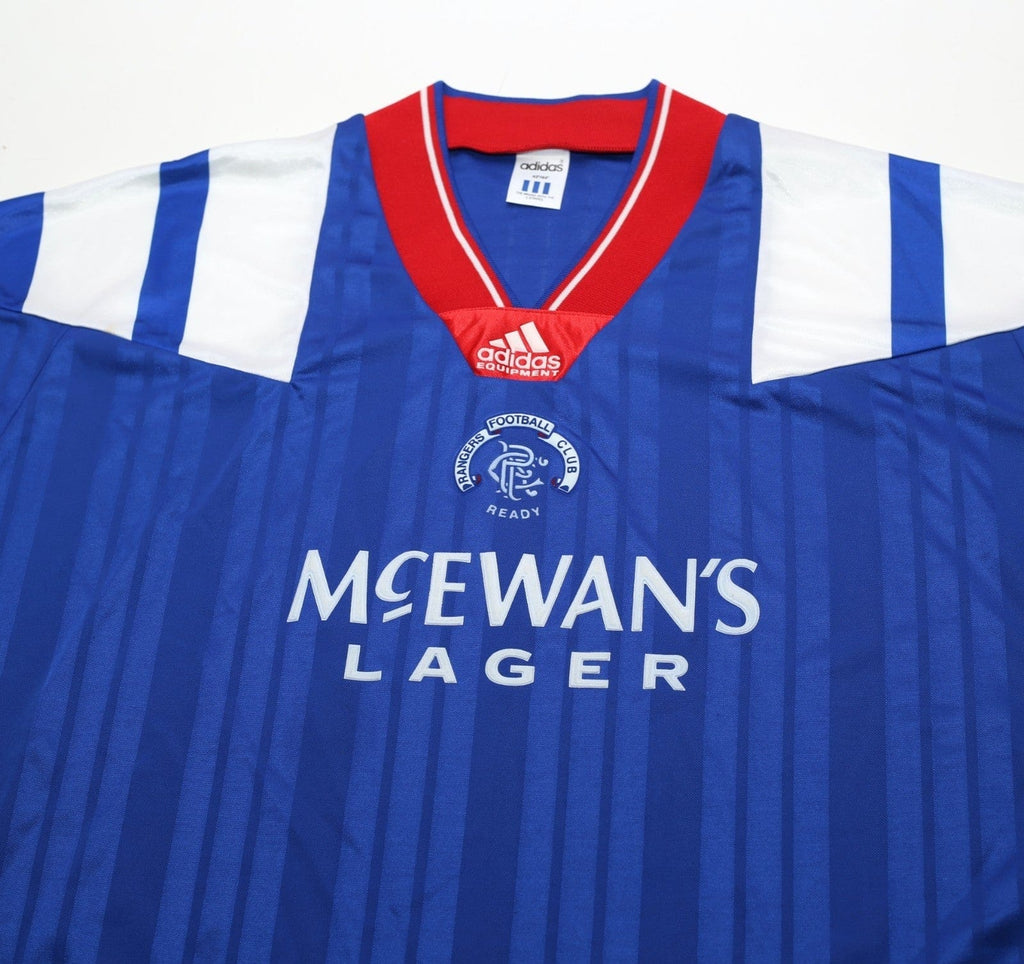 1992/94 McCOIST #9 Rangers Vintage adidas Equipment Home Football Shirt (L/XL)
