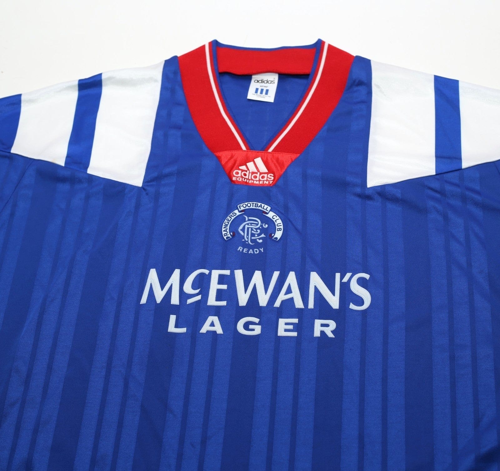 1992/94 McCOIST #9 Rangers Vintage adidas Equipment Home Football Shirt (L/XL)