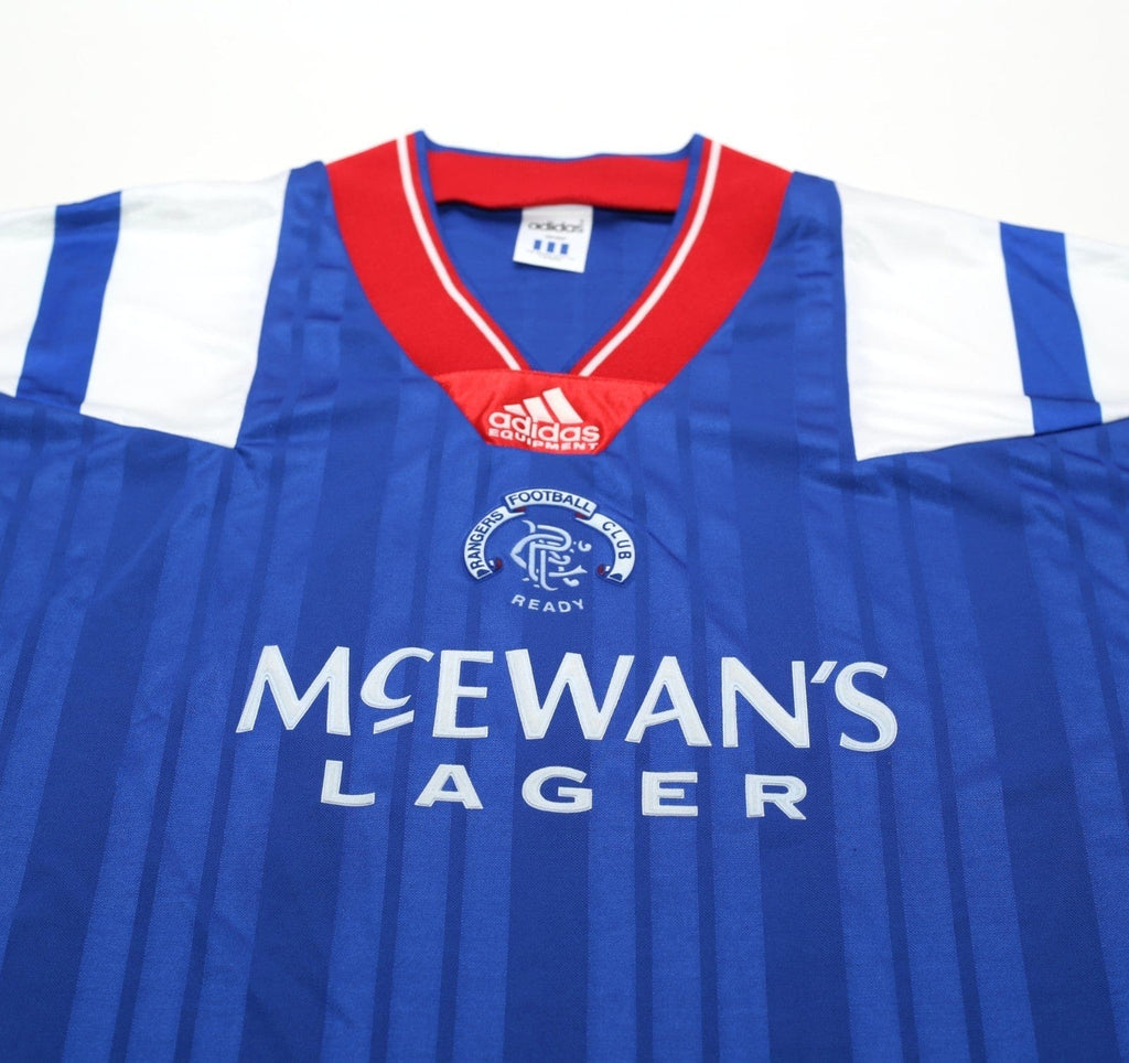 1992/94 McCOIST #9 Rangers Vintage adidas Equipment Home Football Shirt (L/XL)
