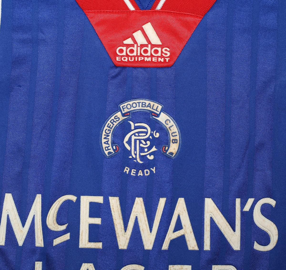 1992/94 McCOIST #9 Rangers Vintage adidas Equipment Home Football Shirt (XL)