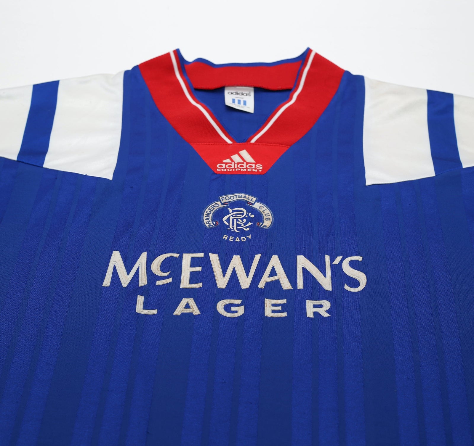1992/94 McCOIST #9 Rangers Vintage adidas Equipment Home Football Shirt (XL)