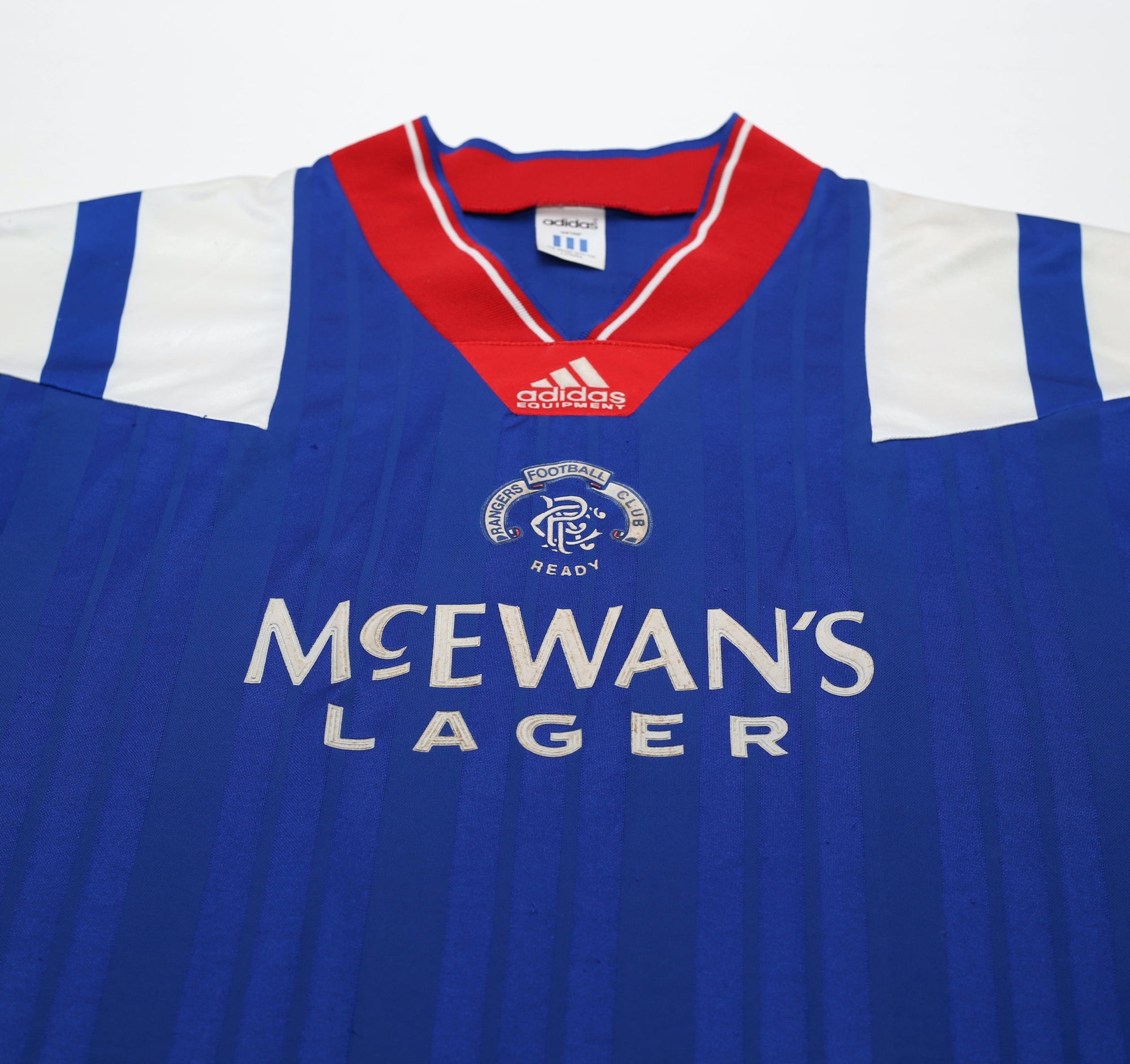 1992/94 McCOIST #9 Rangers Vintage adidas Equipment Home Football Shirt (XL)