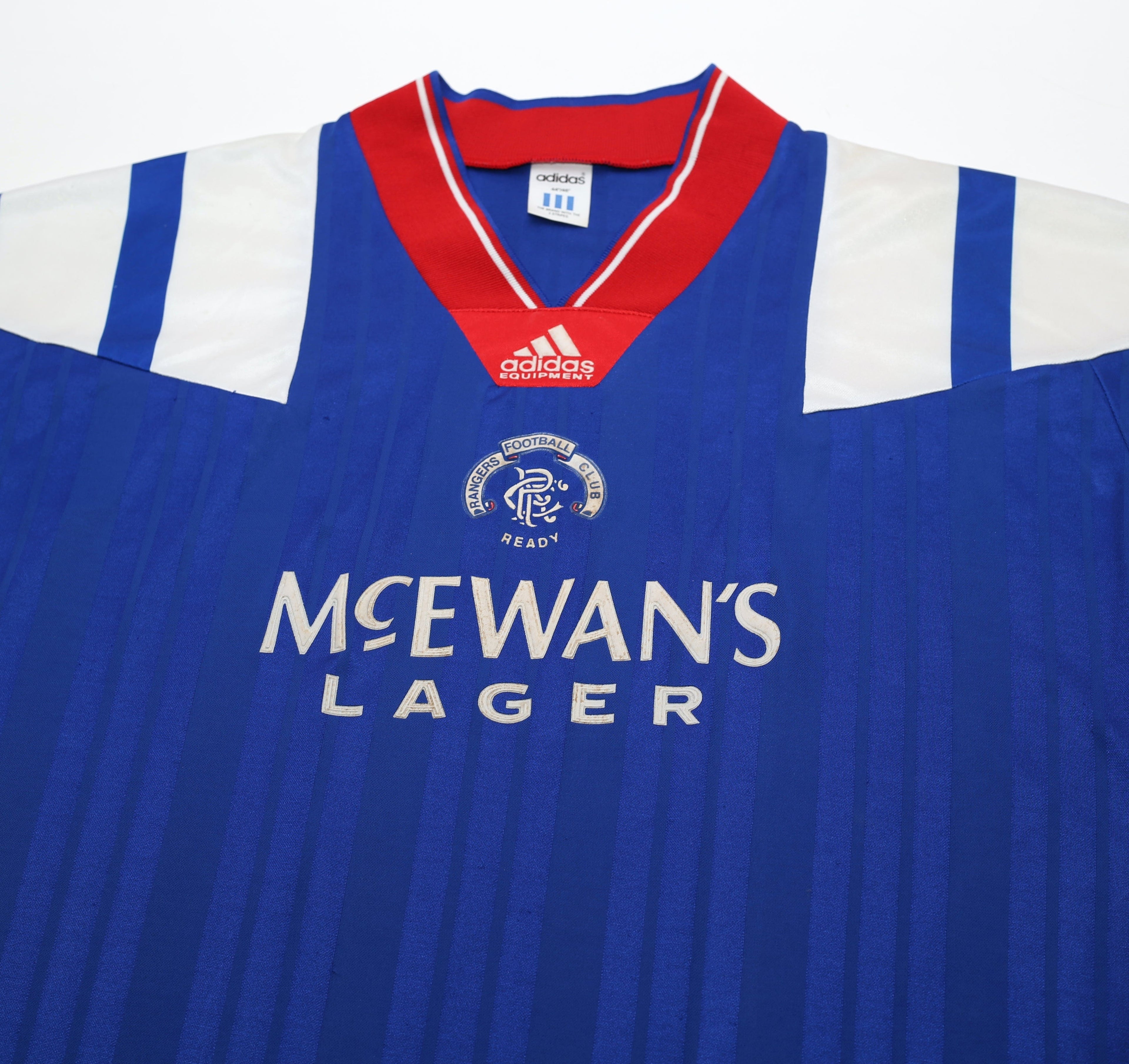 1992/94 McCOIST #9 Rangers Vintage adidas Equipment Home Football Shirt (XL)