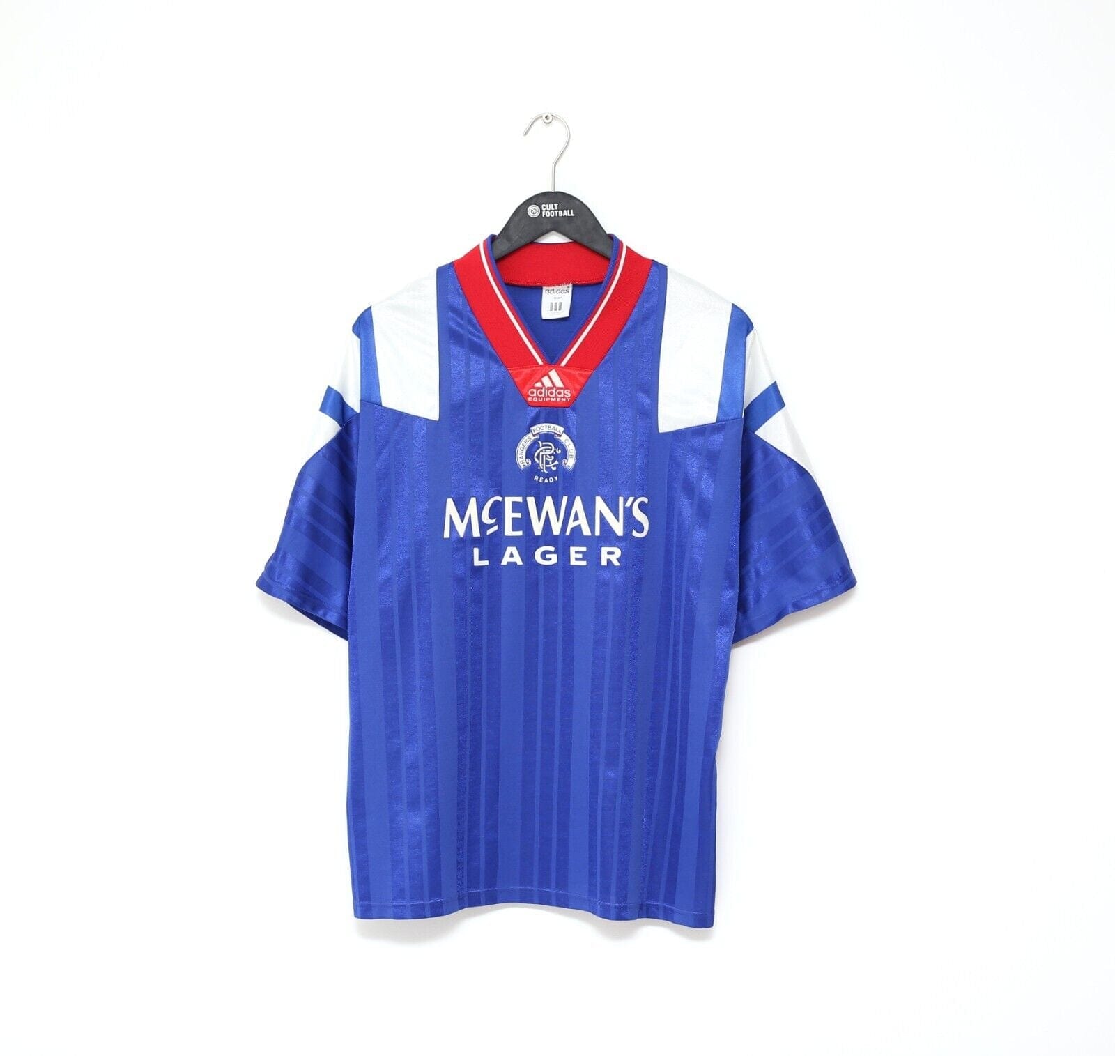 1992/94 McCOIST #9 Rangers Vintage adidas Home Football Shirt Jersey (XL)