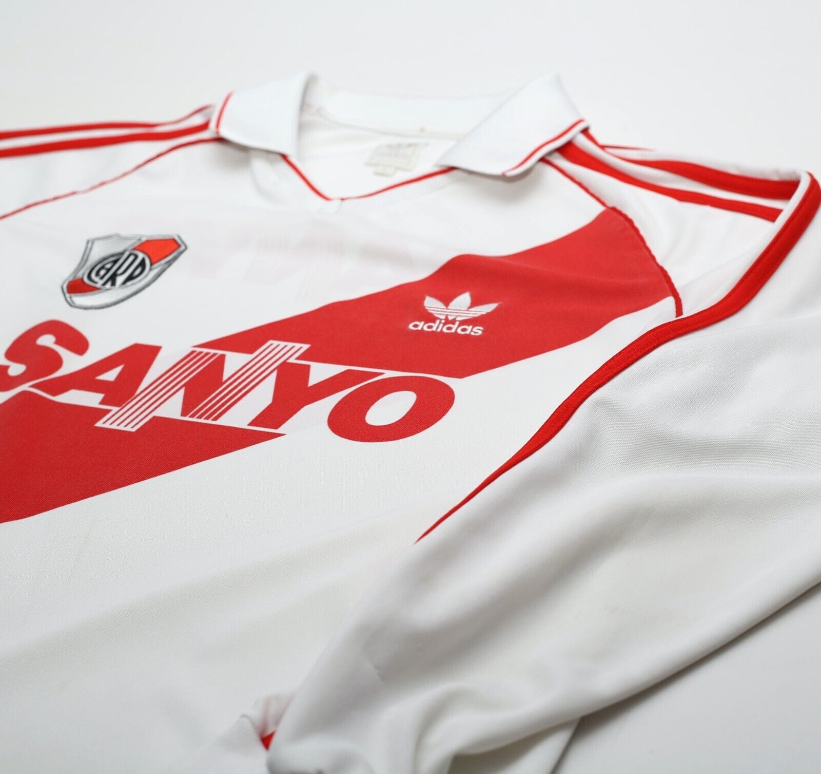 1992/94 RIVER PLATE Retro adidas Originals L/S Home Football Shirt Jersey (M)