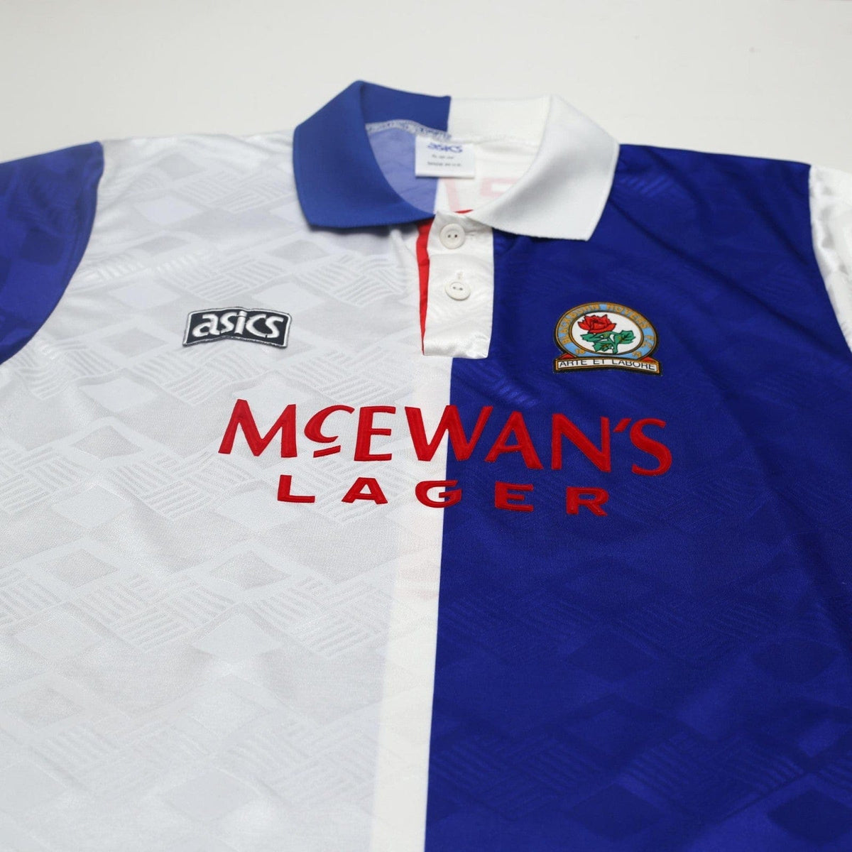 1992/94 Shearer #9 Blackburn Rovers Vintage Asics Home Football Shirt (L/XL)
