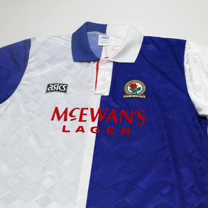 1992/94 Shearer #9 Blackburn Rovers Vintage Asics Home Football Shirt (L/XL)