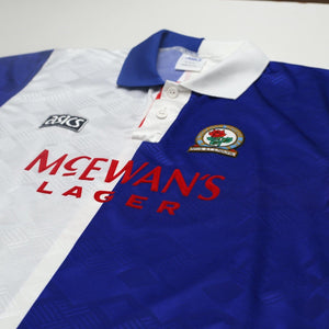 1992/94 Shearer #9 Blackburn Rovers Vintage Asics Home Football Shirt (L/XL)
