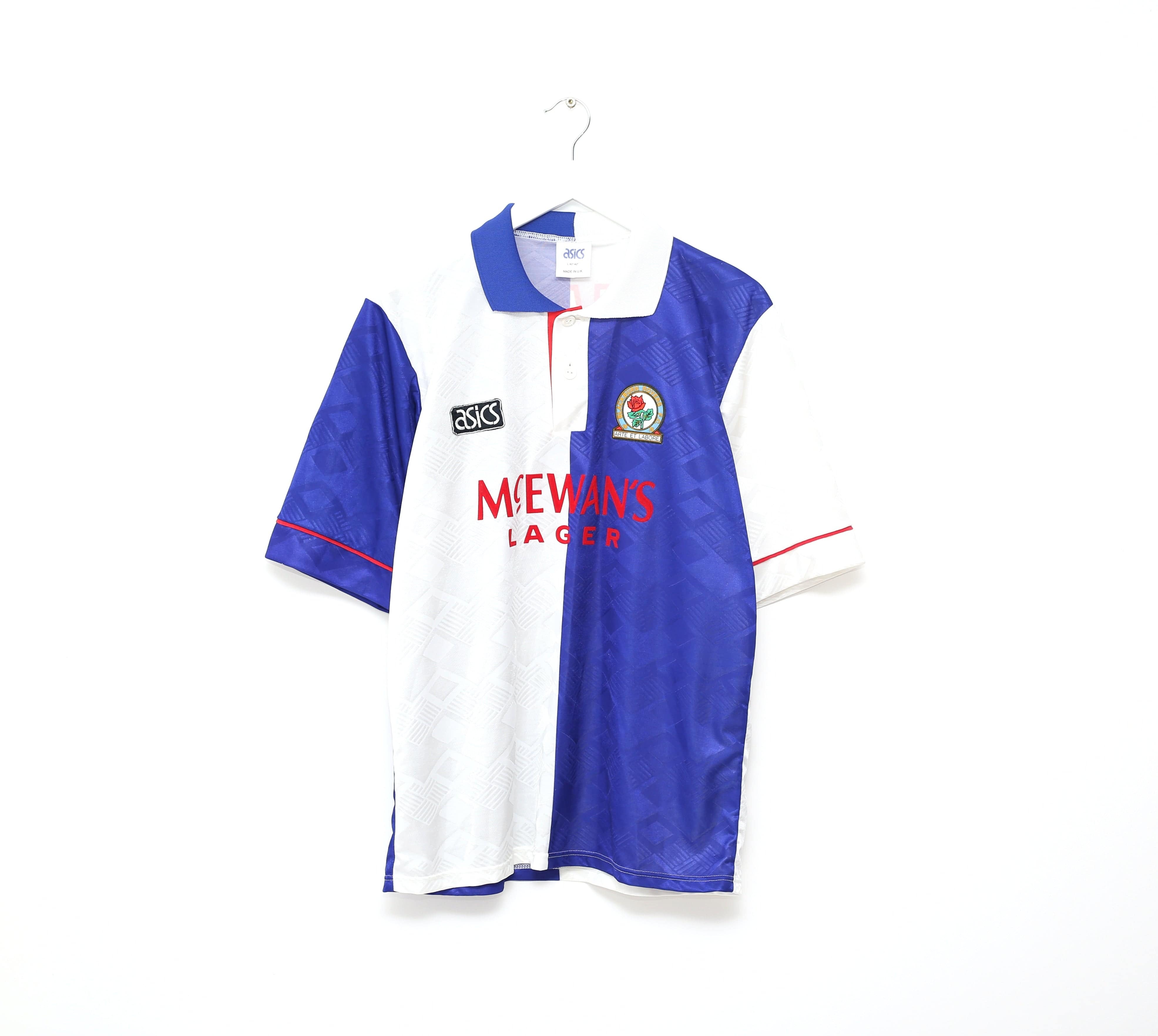 1992/94 SHEARER #9 Blackburn Rovers Vintage Asics Home Football Shirt (M/L)