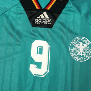 1992/94 Voller #9 Germany Vintage adidas Away Football Shirt (L) EURO 92