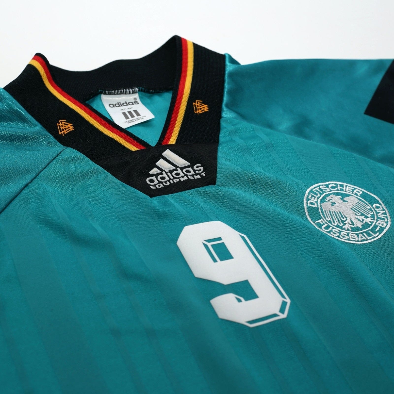 1992/94 Voller #9 Germany Vintage adidas Away Football Shirt (L) EURO 92