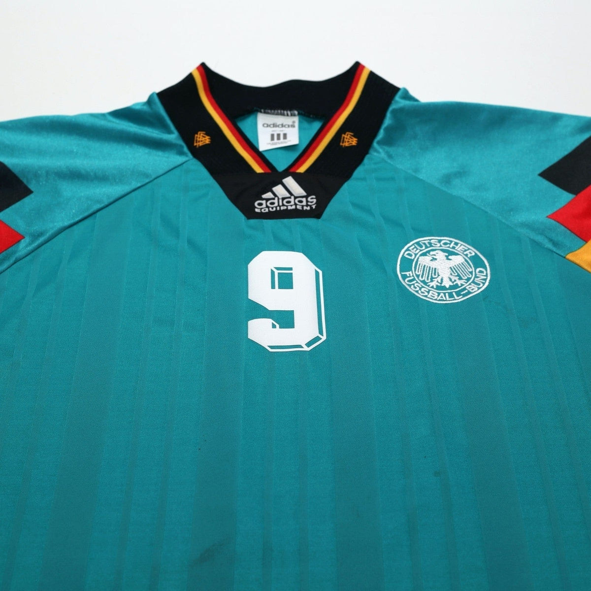 1992/94 Voller #9 Germany Vintage adidas Away Football Shirt (L) EURO 92