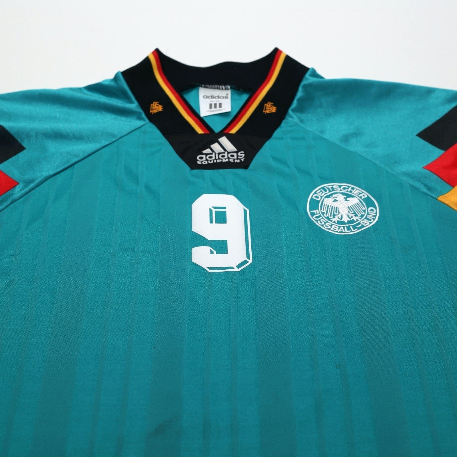 1992/94 Voller #9 Germany Vintage adidas Away Football Shirt (L) EURO 92