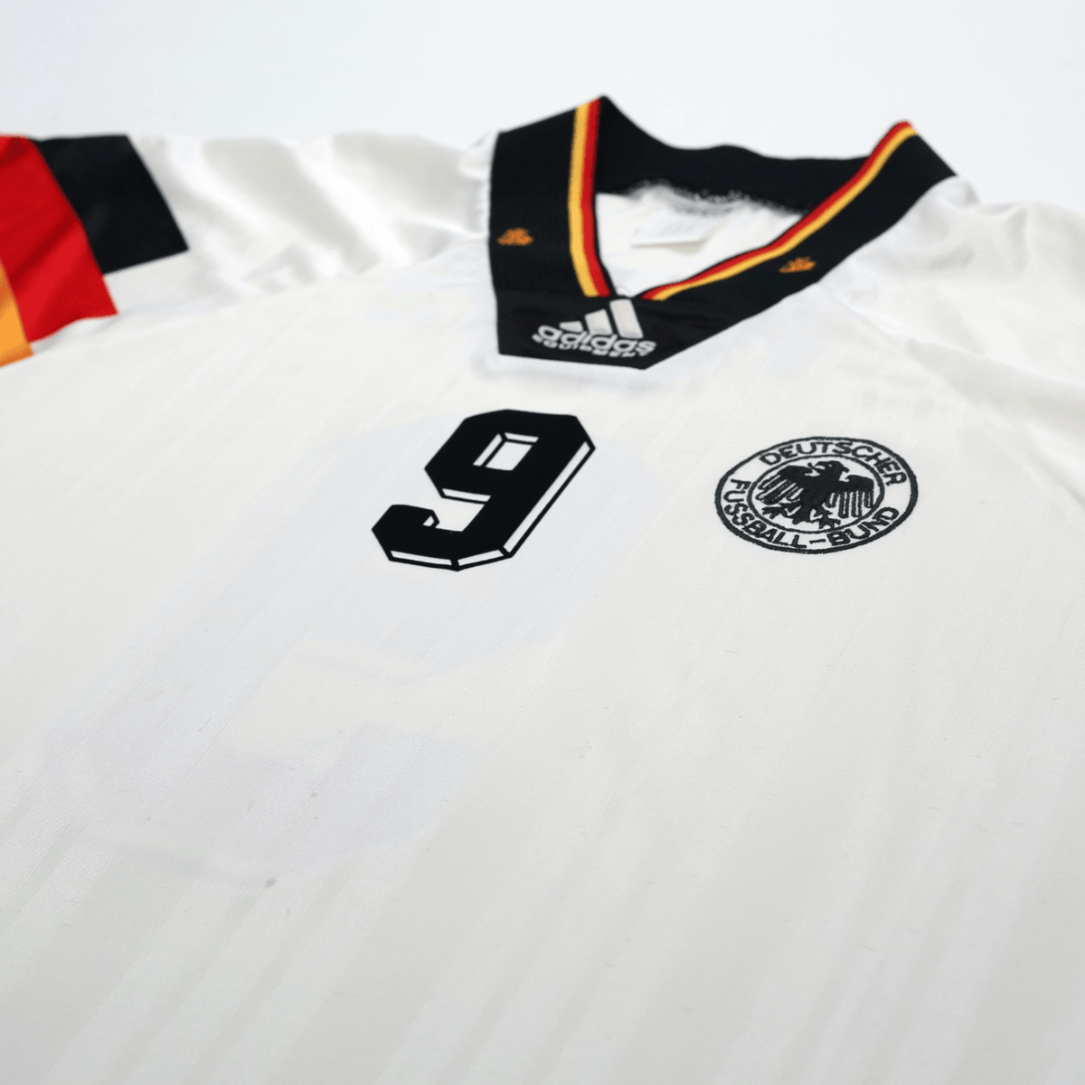 1992/94 Voller #9 Germany Vintage adidas Home Football Shirt (L) EURO 92