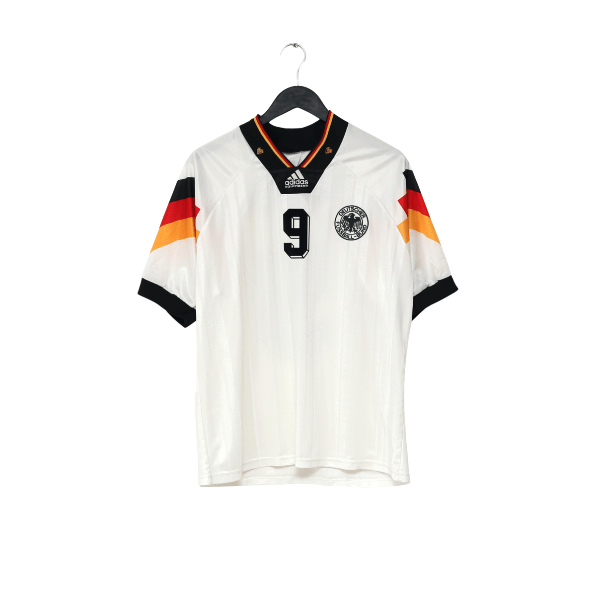 1992/94 Voller #9 Germany Vintage adidas Home Football Shirt (L) EURO 92