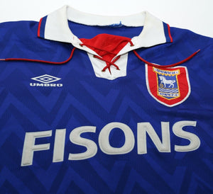 1992/94 WARK #5 Ipswich Town Vintage Umbro Football Shirt Jersey (M)