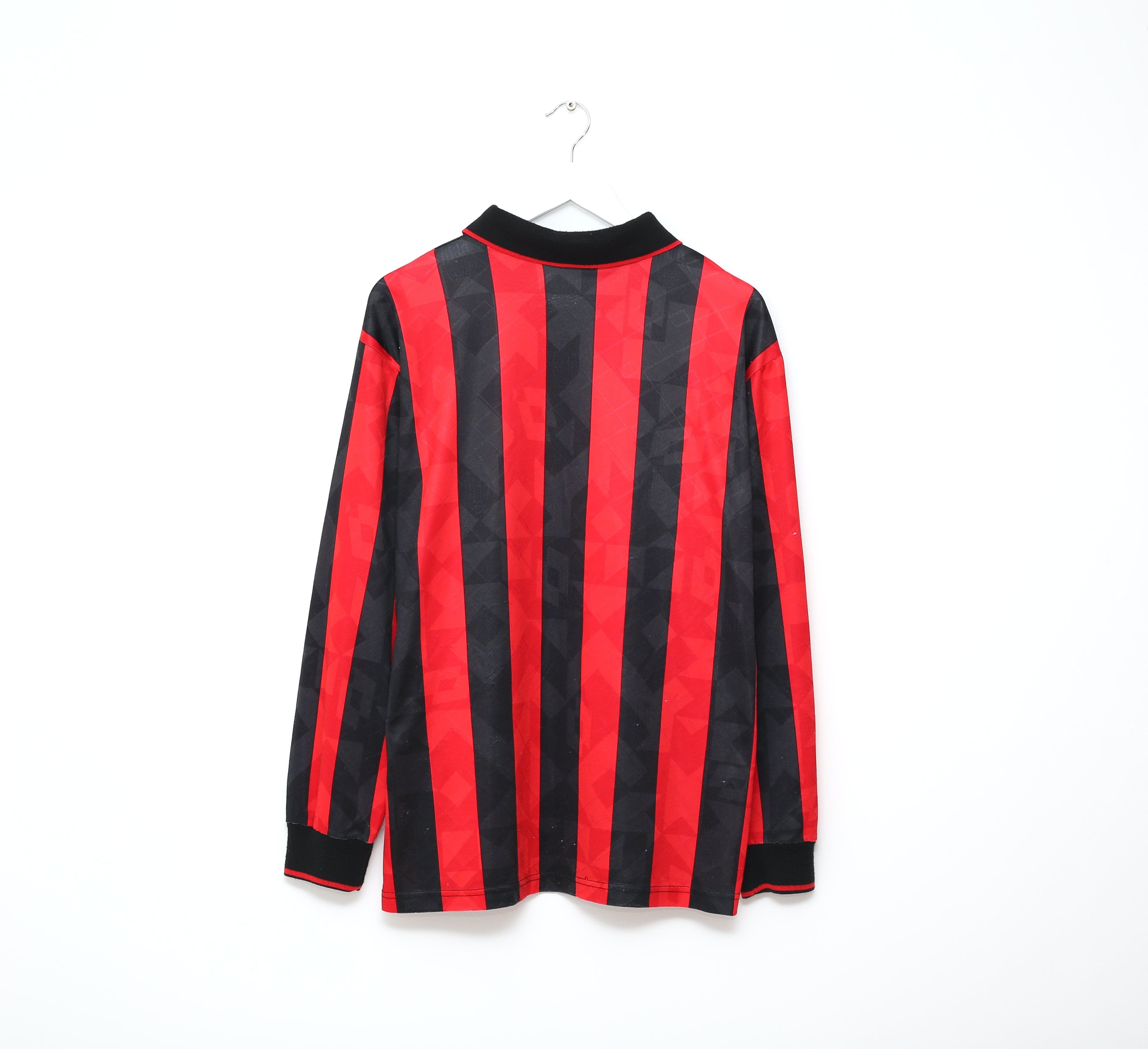 1993/94 AC MILAN Vintage Lotto Long Sleeve Home Football Shirt (L